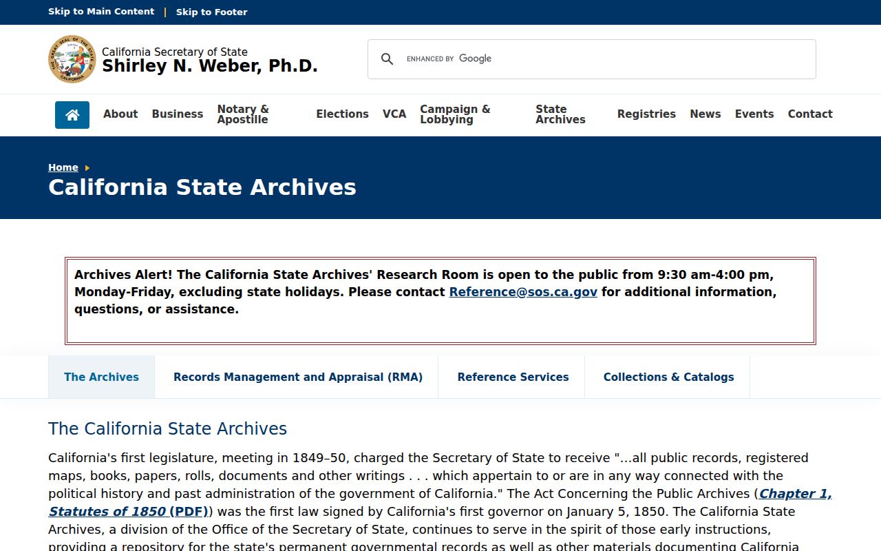 Solano County previous residents California State Archives source