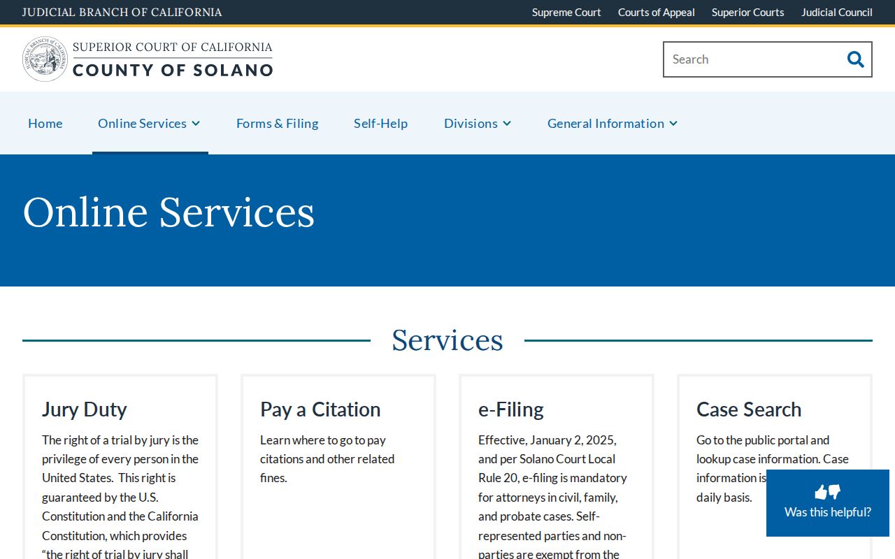Solano County resident lookup court online services
